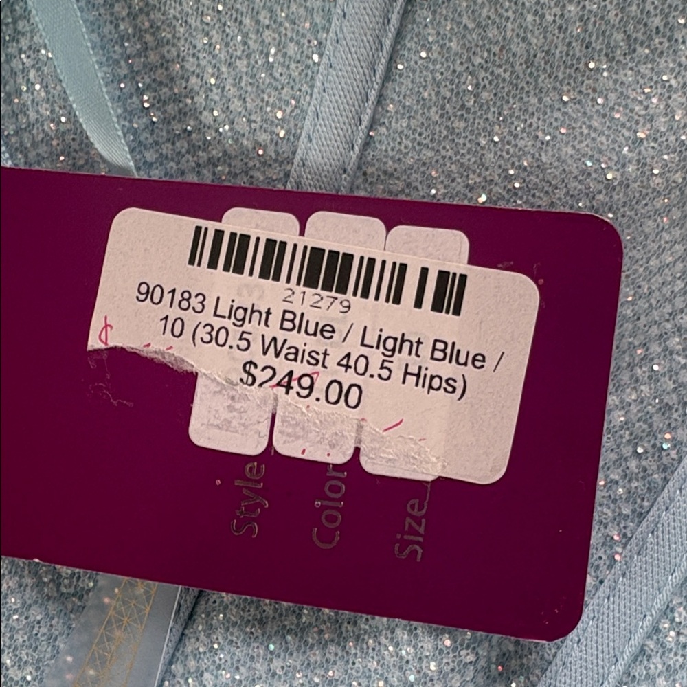 Abby Paris sz 10 light blue sequin spaghetti strap prom formal dress NWT - Picture 9 of 11